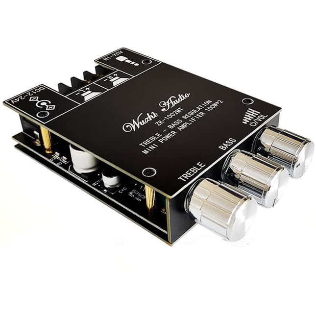 WANGCL ZK-1002MT 2 x 100W Bluetooth 5.0 Subwoofer Amplifier Board High Power Audio Stereo Amplifier Board AUX Bass Treble AMP