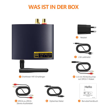 1Mii HiFi Bluetooth 5.3 muusikavastuvõtja koduse stereosüsteemi jaoks LDAC-iga, Bluetooth-heliadapter Audiophile DAC-iga aptX HD, RCA optiline väljund AV-vastuvõtja või stereovõimendi jaoks - DS200Pro sinine