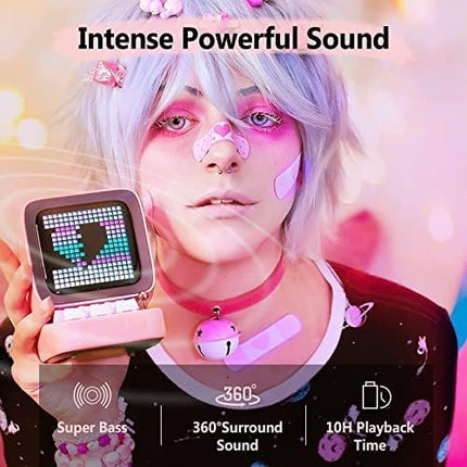 Divoom Ditoo Pixel Art LED kaasaskantav Bluetooth kõlar, 256 programmeeritavat LED-paneeli peovalgustusega, nutikas digitaalne lauakell, mängumuusikakarp, mis toetab TF-kaarti ja raadiot