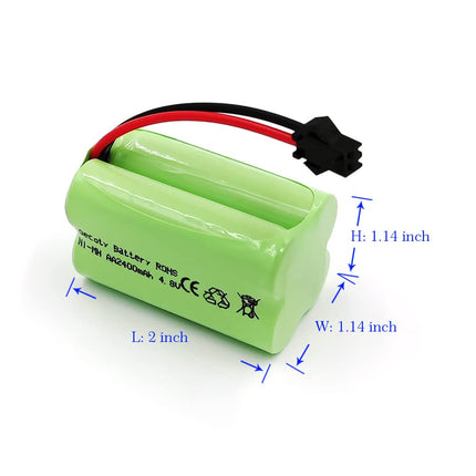 Gecoty® 4.8V NI-MH battery, 2400mAh rechargeable AA battery (not AAA) with SM plug, suitable for remote-controlled toys, power tools, household appliances, with USB charging cable
