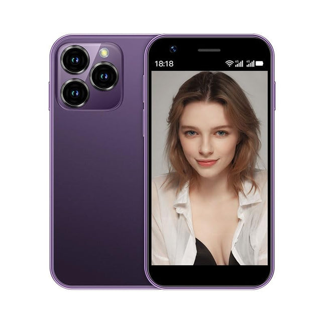 Hipipooo Mini lukustamata nutitelefon 4G telefon 3.0-tolline kahe SIM-kaardiga 2000mAh akuga topeltkaamera Android 10.0 neljatuumaline WiFi Bluetooth leviala varutelefon (lilla, 2GB+16GB)