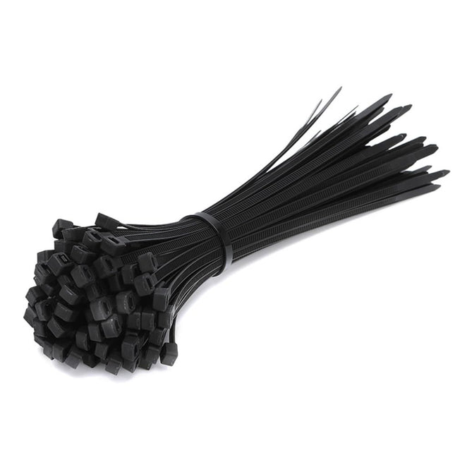 Pack of 500 cable ties, black, 150 x 4.6 mm, fastening straps, plastic cable organizer ties, self-locking cable ties, UV-resistant, heat-resistant cable fixation for garden workshops.