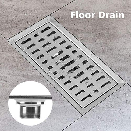 Linear Shower Floor Drain with Removable Filter, 7.9 inch Long Rectangular Stainless Steel Shower Floor Drain Floor Waste Grate for Kitchen Bathroom Toilet