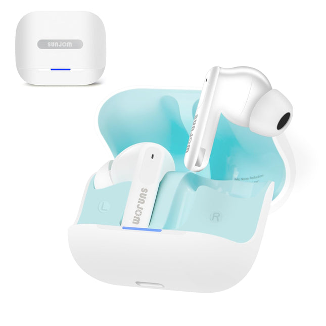 SUNJOM kõrvasisesed kõrvaklapid, juhtmevabad Bluetooth-müra summutavad kõrvaklapid 6 ENC-mikrofoniga, juhtmevabad kõrvaklapid, ANC 30H sügava bassiga kõrvaklapid, mürasummutavad kõrvaklapid, peakomplekt (valge)