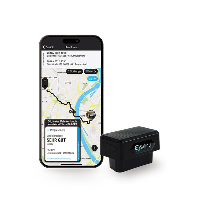 Salind GPS - elektrooniline logiraamat ja GPS-jälgija autodele, veoautodele ja kaubikutele - maksuameti nõuetele vastav, sujuv marsruudi salvestamine ja võltsimiskindel, OBD2-pistik, jälgimine üle maailma
