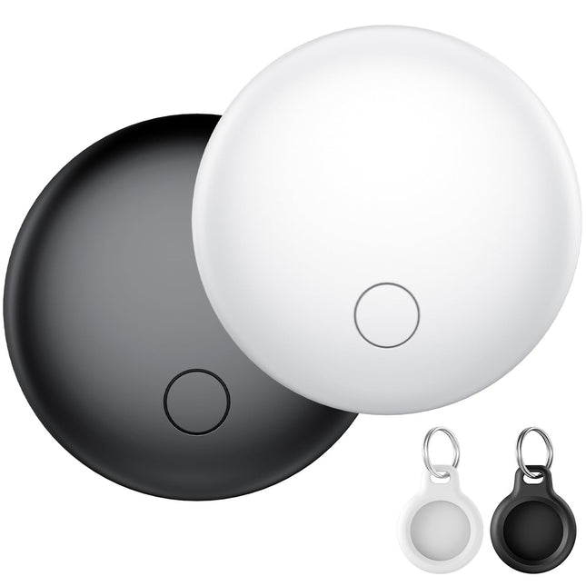 CASCHO võtmeleidja 2 tk pakis (must ja valge), nutikas õhusilt, mis ühildub Apple Find My? rakendusega (ainult iOS), Bluetooth-võtmeleidja pagasi/kohvrite/kottide ja lemmikloomade jaoks