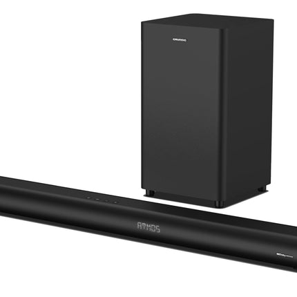 GRUNDIG DSB 3000 Dolby Atmos heliriba subwooferiga, 3.1.2 kanaliga Dolby Atmos, 580 vatti max. muusikaväljund, Bluetooth V5.3, HDMI (eARC), optiline sisend, Aux-sisend, USB, must