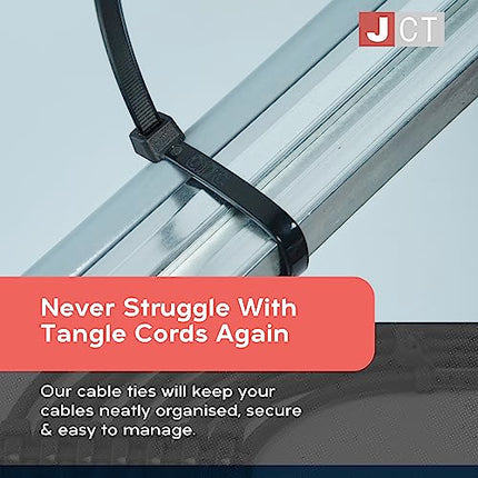 Cable Ties – 100 Pack Natural Cable Ties for Secure Cable Management – ​​Heavy Duty Cable Ties up to 54.4 kg Tensile Strength – 300 x 3.6 mm Nylon Ties with Automatic Locking Mechanism –