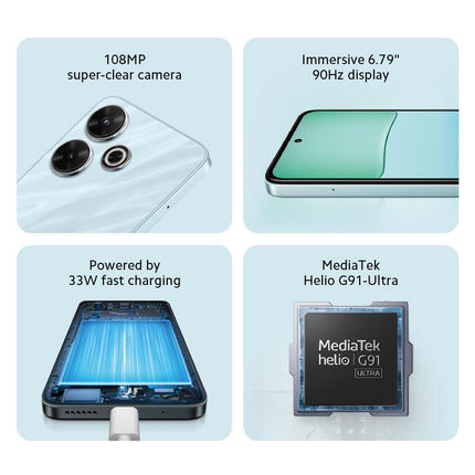 Redmi 13 nutitelefon, 8+256 GB, lepinguta mobiiltelefon, 6,79-tolline FHD+ ekraan, 5030 mAh, 108MP kaamera, 33W kiirlaadimine, kahe SIM-kaardi pesa, must