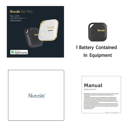 Nutale Air Pro Key Finder Tag Black - Only IOS - 1PCS Find Keys with Bluetooth Bluetooth Item Finder Tracker Locator Works with iPhone or iPad - With Separate Battery Compartment