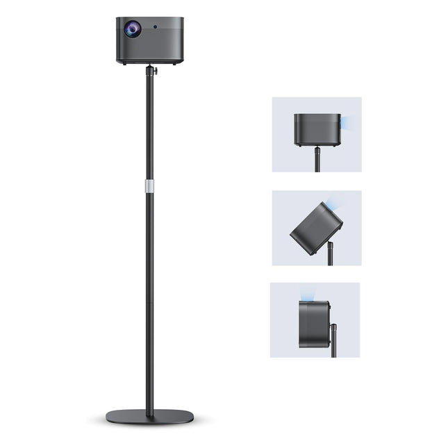 POLESTO metallist projektorialus, vastupidav metallist alus, 50–125 cm, 360° pöörlev, stabiilne kandevõime, ühildub projektorite, kaamerate, mobiiltelefonide hoidikutega, põrandal seisev tüüp