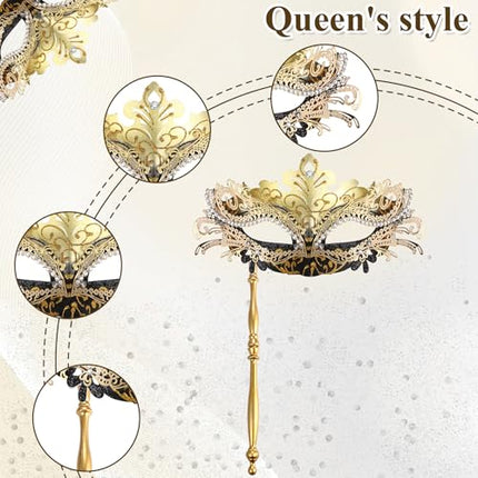 OIDEA naiste maskeraadimask pulgaga rhinestones kaunistustega karnevali Veneetsia mask halloweeni karnevalipeokostüüm pallimask must kuld