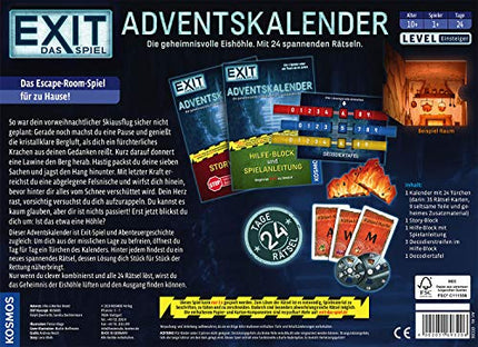 KOSMOS 693206 EXIT® - Mängu advendikalender - Saladuslik jääkoobas, 24 põneva mõistatusega alates 10. eluaastast, Amazoni eksklusiivne, Põgenemistoamäng enne jõule