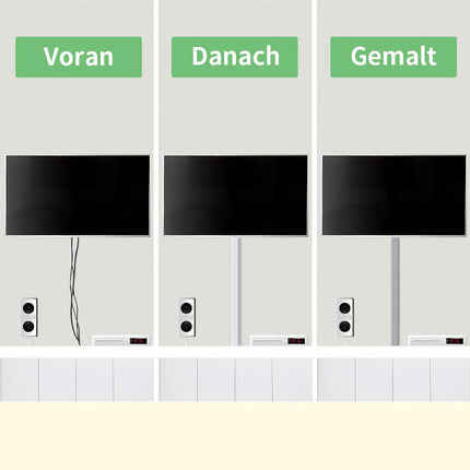 MUDEELA isekleepuv kaablikanal valge, 320 cm PVC kaablikate, kaablikanal kaablite peitmiseks, TV kaablikanal kõikidele toitekaablitele kodus/kontoris, 8 tk x P40cm*L3cm*K1.7cm,