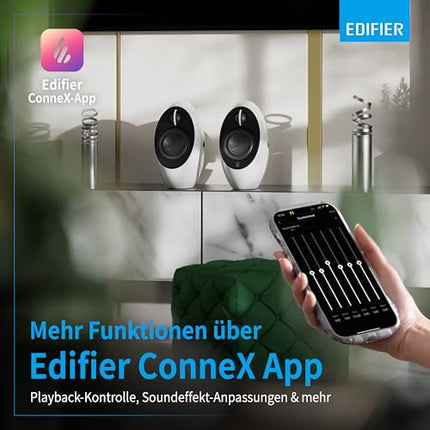 Edifier E25HD Bluetooth kõlarikomplekt – 74 vatti – suurepärane helikvaliteet bassrefleksmembraaniga – LDAC tehnoloogia – Bluetooth 5.3 – elegantne disain – optilised + Aux ühendused – valge