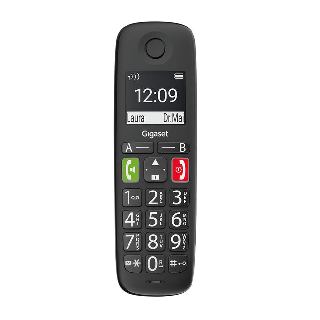 Gigaset E290HX - DECT-telefonitoru laadimisalusega - Fritzbox-ühilduv - Juhtmeta seenioride telefon ruuteri ja DECT-aluse jaoks - suur ekraan ja nupud, must [Saksa versioon] [Ilma aluseta]
