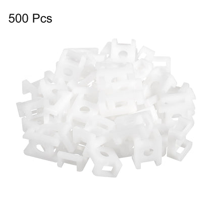 sourcing map 500pcs Cable Tie Base Saddle Type Mount Wire Holder, 22.3x15.9x9mm Wire Clips Organizer Mounts Clamps for Electronic Cables, White, 0.25" Diameter