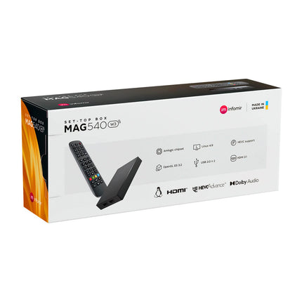 MAG 540w3 originaal Infomir &amp; hb-digital 4K digiboks multimeediapleier interneti-TV vastuvõtja UHD 60FPS 2160p@60 FPS HDMI 2.1 4K ja HEVC tugi USB3.0 ARM Cortex-A35 + HDMI kaabel
