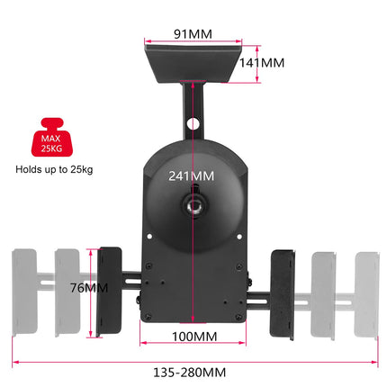 Dual speaker wall mounts, SAKOBS surround sound speakers, tiltable up and down 7.5° and swivelable left/right 45°, speaker mounts up to 25 kg, black SPM201 (2 pieces)