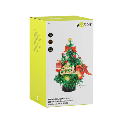 Goobay 60336 kunstkuusk 22 cm/soe valge LED-valgustus/jõulukaunistus külglauale, lauale või aknalauale, roheline, punane, kuldne