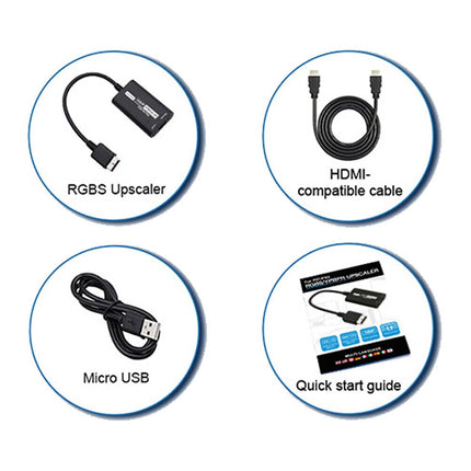 Jerilla PS1 PS2-HDMI muundur 1080P ülesskaleerija, PS2-HDMI adapterkaabel RGBS-YPbPr / 16:9-4:3 video-audio muundur + HDMI-kaabel PS1/PS2 konsoolile, HDTV-le