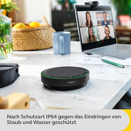 Jabra Speak2 75 Wireless Bluetooth Speakerphone for Work and Music - 4 Microphones, 65 mm Speaker - New Pairing Feature, USB-C Adapter, Zoom and Google Meet, Dark Grey