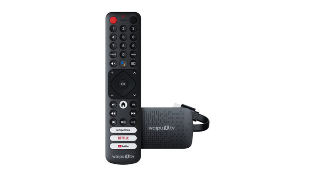 waipu.tv 4K Stick | Includes remote control with quick access buttons (with TV control buttons) | Watch TV via Wi-Fi | HDMI | 4K | HDR