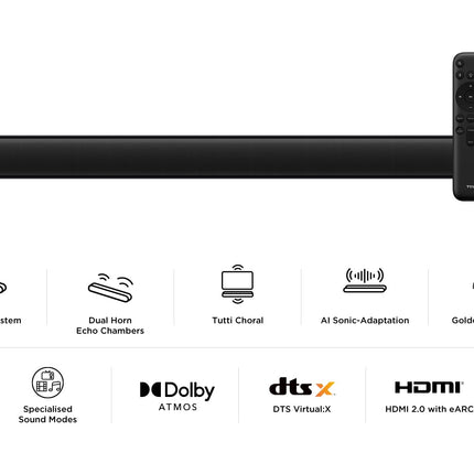 TCL Soundbar S45HE, 2.0 kanalit, Dolby Atmos kõik-ühes