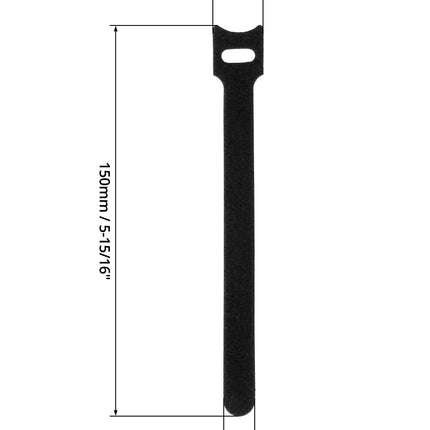 QWORK® 150pcs Velcro Cable Ties, 150 x 12 mm Resealable Cable Ties Adjustable Velcro Straps for Cable Management (Black)