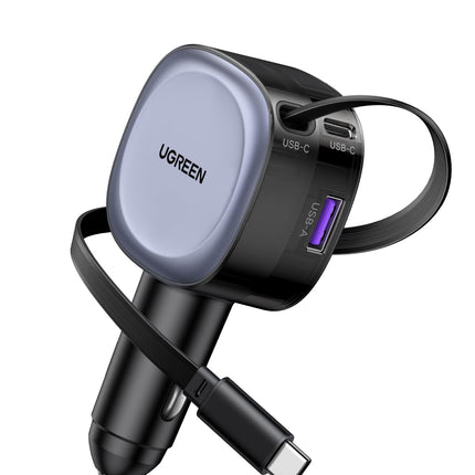 UGREEN sigaretisüütaja USB-C 75W sissetõmmatav autolaadija autolaadija USB kiirlaadija mobiiltelefoni autotarvikud 12v USB laadimiskaabel autoadapter iPhone 16, iPadi, Galaxy S24 S25, GPS-i jne jaoks