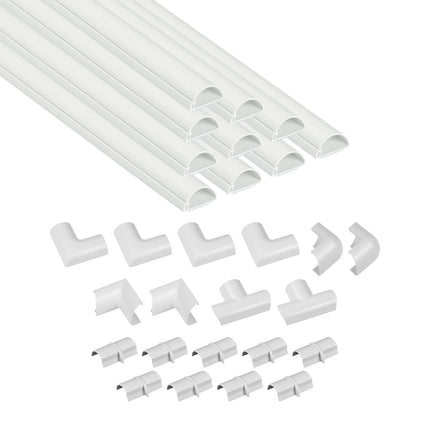 D-Line 3015KIT001 Mini Self-Adhesive Round White Cable Trunking, 30x15 mm, 4 x 1 m Length - 4 Meter Multipack &amp; Mini Cable Trunking for Cable Management - 30x15 mm - 10 x 40 cm Length (4 Meters) - White