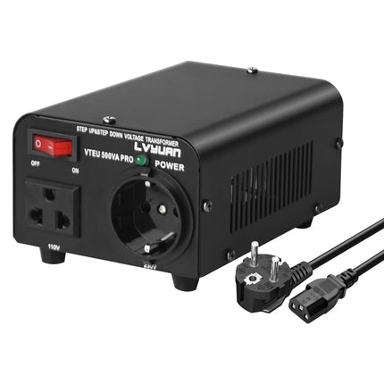 Cantonape 500W Voltage Converter, 230V to 110V USA Voltage Converter Toroidal Transformer 500VA Pro - In: 110V or 220V / Out: 110V and 220V