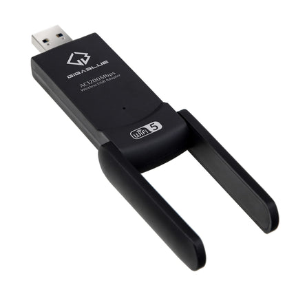 GigaBlue Ultra 1200Mbps W-LAN 2.4 &amp; 5 GHz USB 3.0 WiFi Dual Band Adapter 5GHz+2.4GHz 2x5 dBi High Speed ​​802.11ac Wireless Network Adapter WiFi Receiver for Windows/Mac OS/Linux