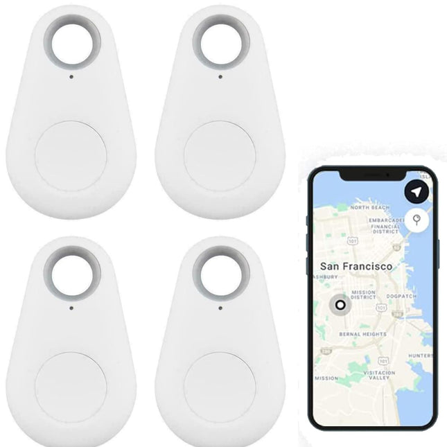 TOTMOX 4X Smart Tracker Key Finder Locator Bluetooth Wireless Anti-Lost Alarm Sensor Device Remote Control for Kid Locating Phone Wallets Luggage Item Finder, White