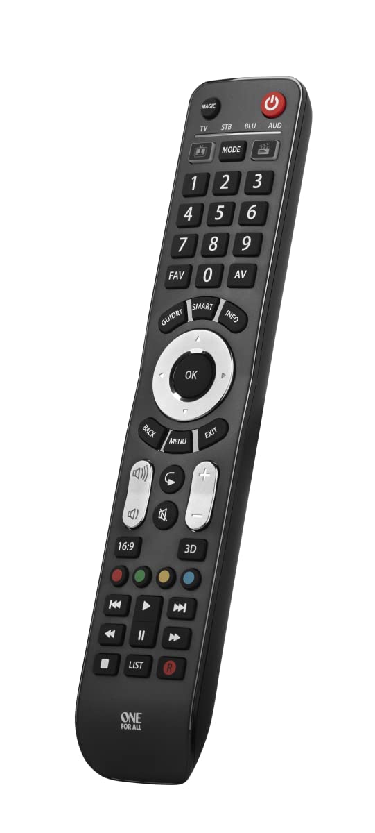 One For All Evolve 4 Universal Remote Control - Controls 4 devices (TV/Set Top Box/Blu-ray/Audio) - Guaranteed to work with all manufacturers - Optimized for Smart TV - URC7145