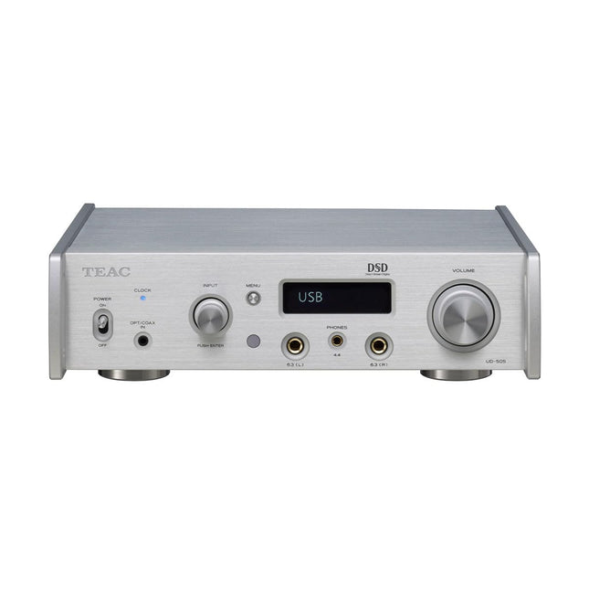 TEAC Reference UD-505-X USB DAC eelvõimendi, suure jõudlusega DAC kahekordse monostruktuuriga ja täielikult tasakaalustatud kõrvaklapivõimendiga, hõbedane