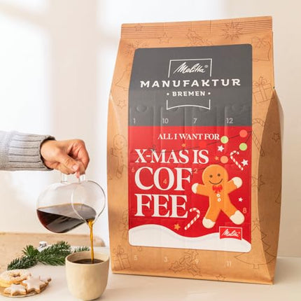 Melitta Manufaktur-Kaffee Advent Calendar 2024, 24 different specialty coffees, coffee beans, unground, special edition, roasted in Germany, 24 x 50g