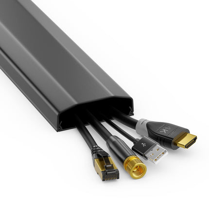 deleyCON Universal Cable Duct for easy installation of cables and wires. High-quality PVC. Length 50cm - Width 6cm - Height 2cm - Black.