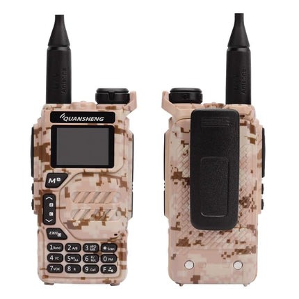 Quansheng UV-K5 kamuflaažvärvides kaasaskantav kahe sagedusribaga kahesuunaline raadiosaatja (VHF/UHF) 5W FM-raadiosaatja (kõrbekamuflaaž)