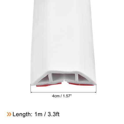 uxcell D40 1 m Floor Cord Cover, PVC Cord Cover Floor, Wire Cover for Extension Cords, Protect Wires and Prevent Cable Trips, Hole Width 1.4 cm, White