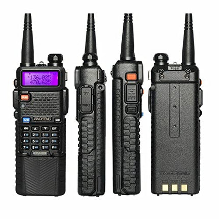Baofeng BF UV-5R kolmekordne 8/4/1-vatine suure võimsusega pikamaa kahesuunaline raadiosaatja (144MHz-146MHz VHF ja 430MHz-440MHz UHF), kahe sagedusalaga kaasaskantav raadiosaatja 3800mAh akuga (must)