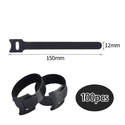Reusable Cable Ties, Adjustable Cable Ties, Black Hook and Loop Cable Ties, Multipurpose Cable Ties, Cable Organizer for PC, Cell Phones, Computer Cable Management, 100 Pack