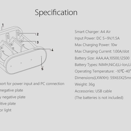 ISDT A4 õhuakulaadija, nutikas AA/AAA akude laadija Bluetooth-ühendusega, majapidamisakude kiirlaadija NiMH, NiCd, Li-lon ja LiFePO4 akude jaoks, must