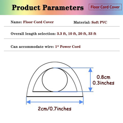 Floor Cable Protector White Floor Cable Duct, 2cm Wide Easy-to-Install Floor Cable Cover, Soft PVC Floor Cable Protector, For Home, Garage
