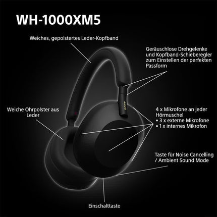 Sony WH-1000XM5 juhtmevabad Bluetooth-mürasummutavad kõrvaklapid (30-tunnine aku tööiga, puutetundlik andur, rakendus Headphones Connect, kiire laadimine, Amazon Alexa jaoks optimeeritud, mikrofoniga peakomplekt) mustad