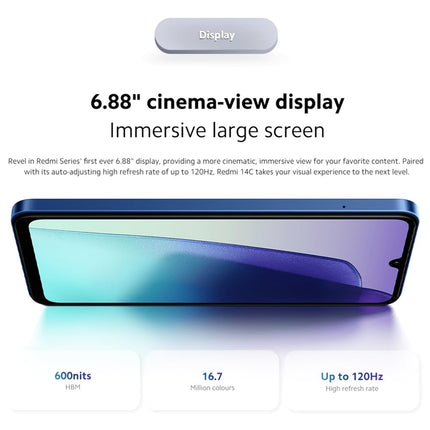 Xiaomi Redmi 14C NFC mobiiltelefon 120Hz 6.88" ekraan, 8+256GB nutitelefon ilma Helio G81 Ultra protsessori ja 50MP tehisintellektiga topeltkaamerata 5160mAh aku kuni 22 tundi videoesitus (oliiviroheline)