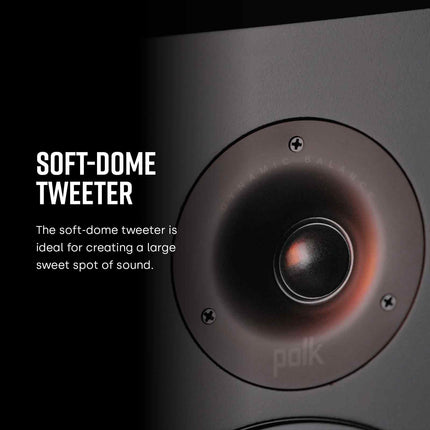 Polk Audio T50 põrandakõlar, HiFi kõlar muusika ja kodukino heli jaoks, passiivne täisribakõlar, 20–150 vatti, 8 oomi, 38 Hz – 24 kHz (tükk)