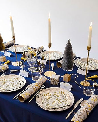 Christmas tree-shaped candles, white and gold, perfect for the dining table or fireplace, use as home decoration, stocking filler, unscented, size 22 cm, burn time: 8