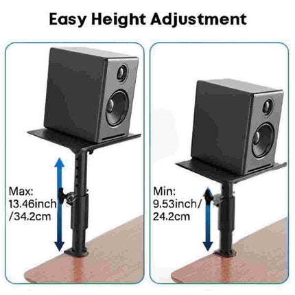 Speaker stand, monitor speaker stand with desk clamp, height and tilt adjustable, speaker stand load capacity up to 30 kg, black