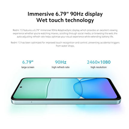 Xiaomi REDMI 13 256 GB 8 RAM nutitelefon 6,79-tolline FHD+ ekraan, 90 Hz, 108 MP kaamera, 5030 mAh, 33 W kiirlaadimine, must